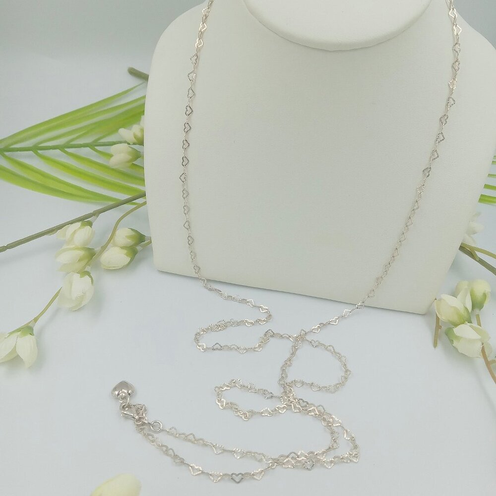 Vintage Sterling Silver Heart Link Necklace